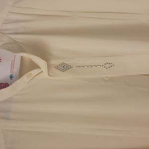 FATHER'S DAY!! off white dress shirt with Rihenstone, very nice dressy shirt!!